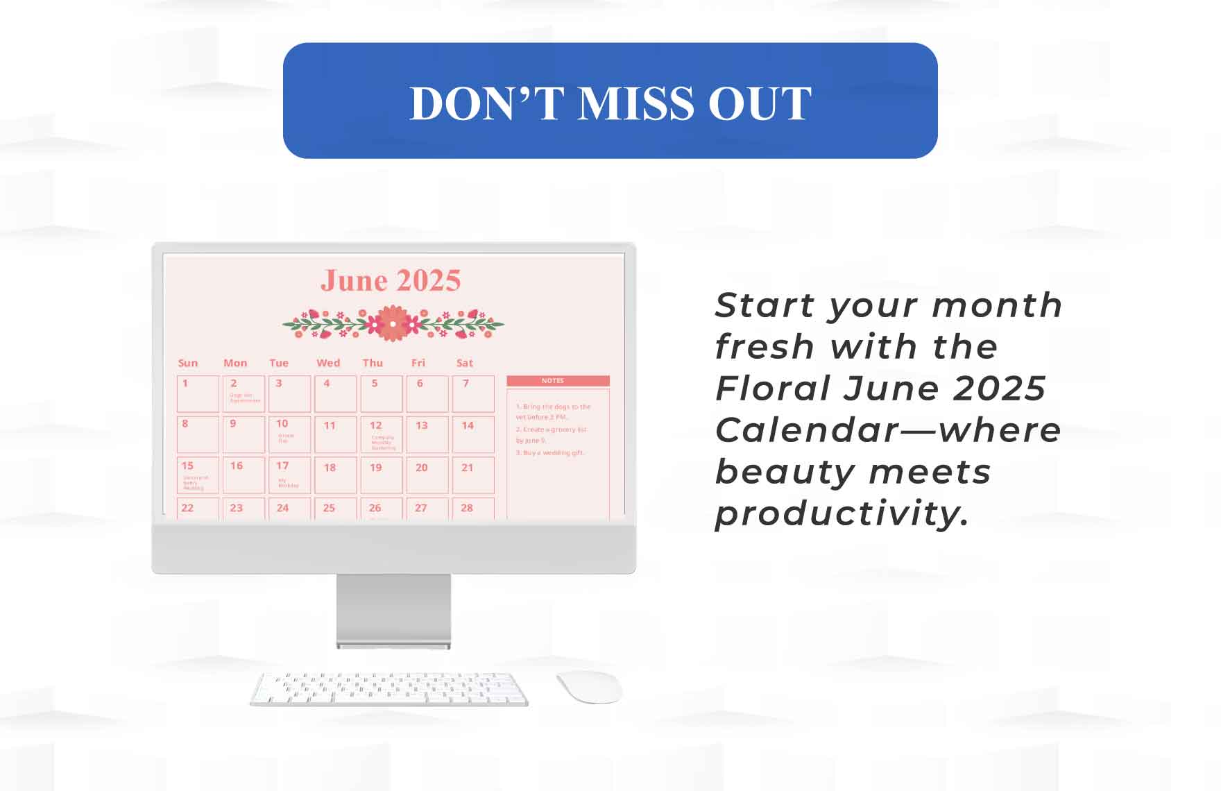 Floral June 2025 Calendar Template