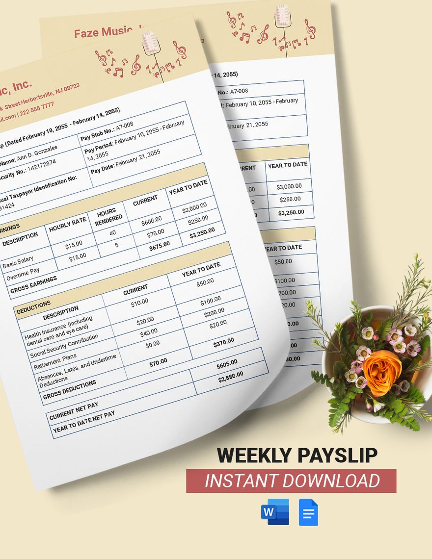 Weekly Payslip Template