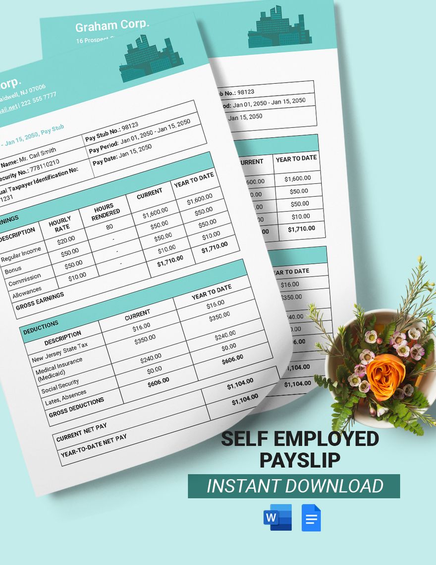 Free Self Employed Payslip Template in Word, Google Docs, Apple Pages