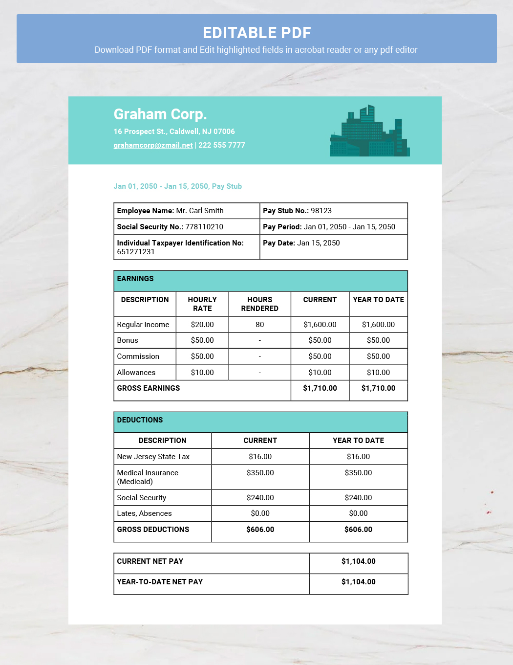 Self Employed Payslip Template Google Docs Word Template