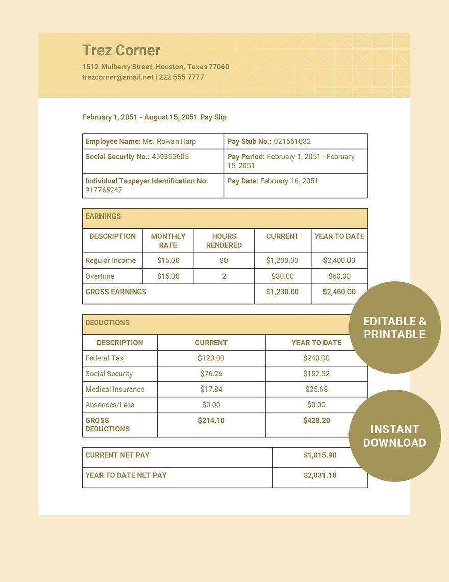 Worker Payslip Template