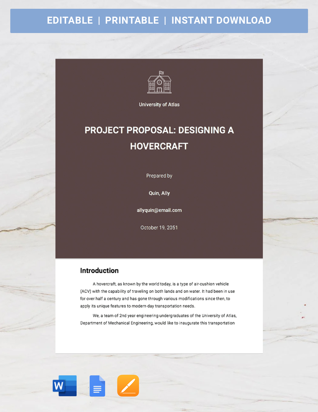 Engineering Student Project Proposal Template