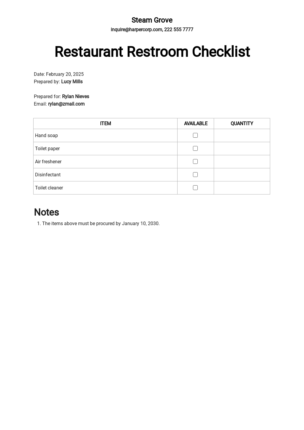 FREE Restaurant Checklist Templates in PDF | Template.net