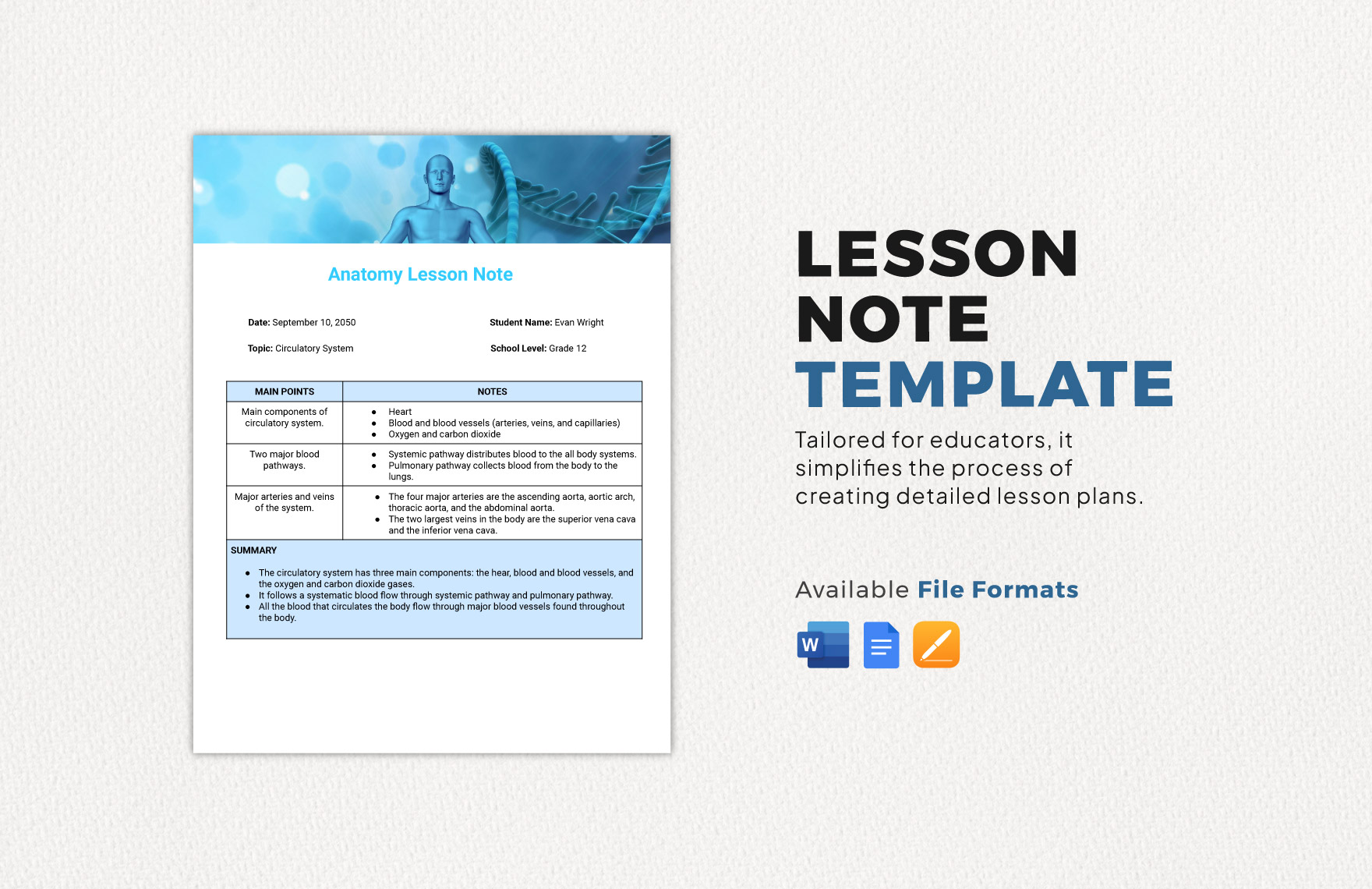 Lesson Note Template in Word, Google Docs, Pages - Download | Template.net