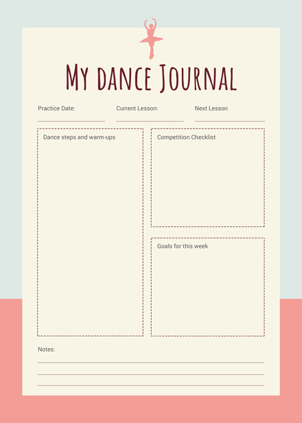 Free Dance Journal Template: Download 13+ Notebook & Journals in PSD ...