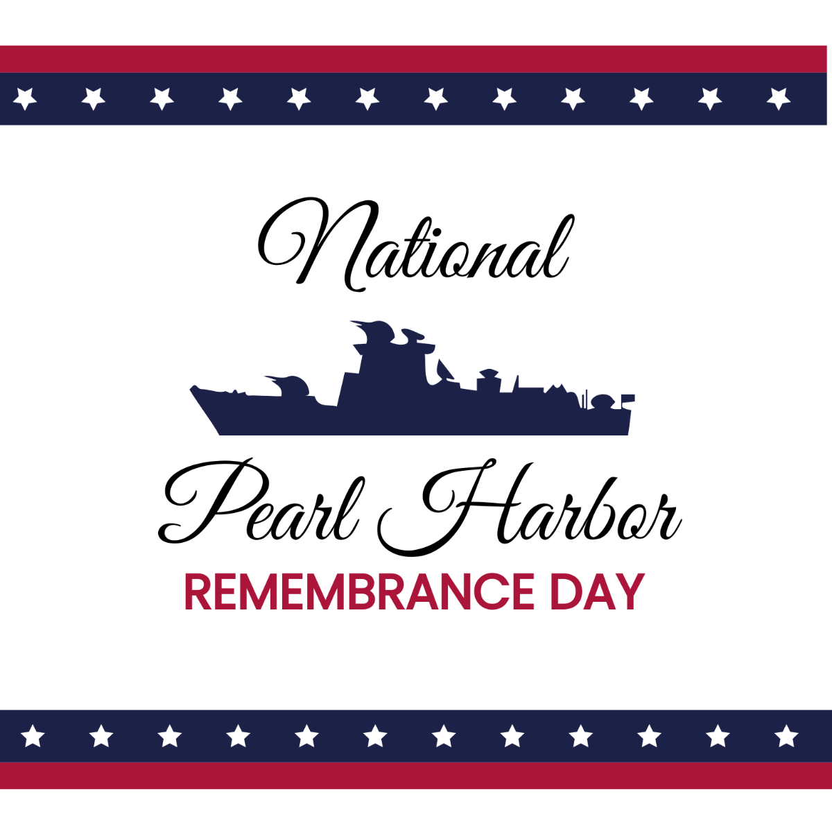 Free National Pearl Harbor Remembrance Day Clipart Vector Template