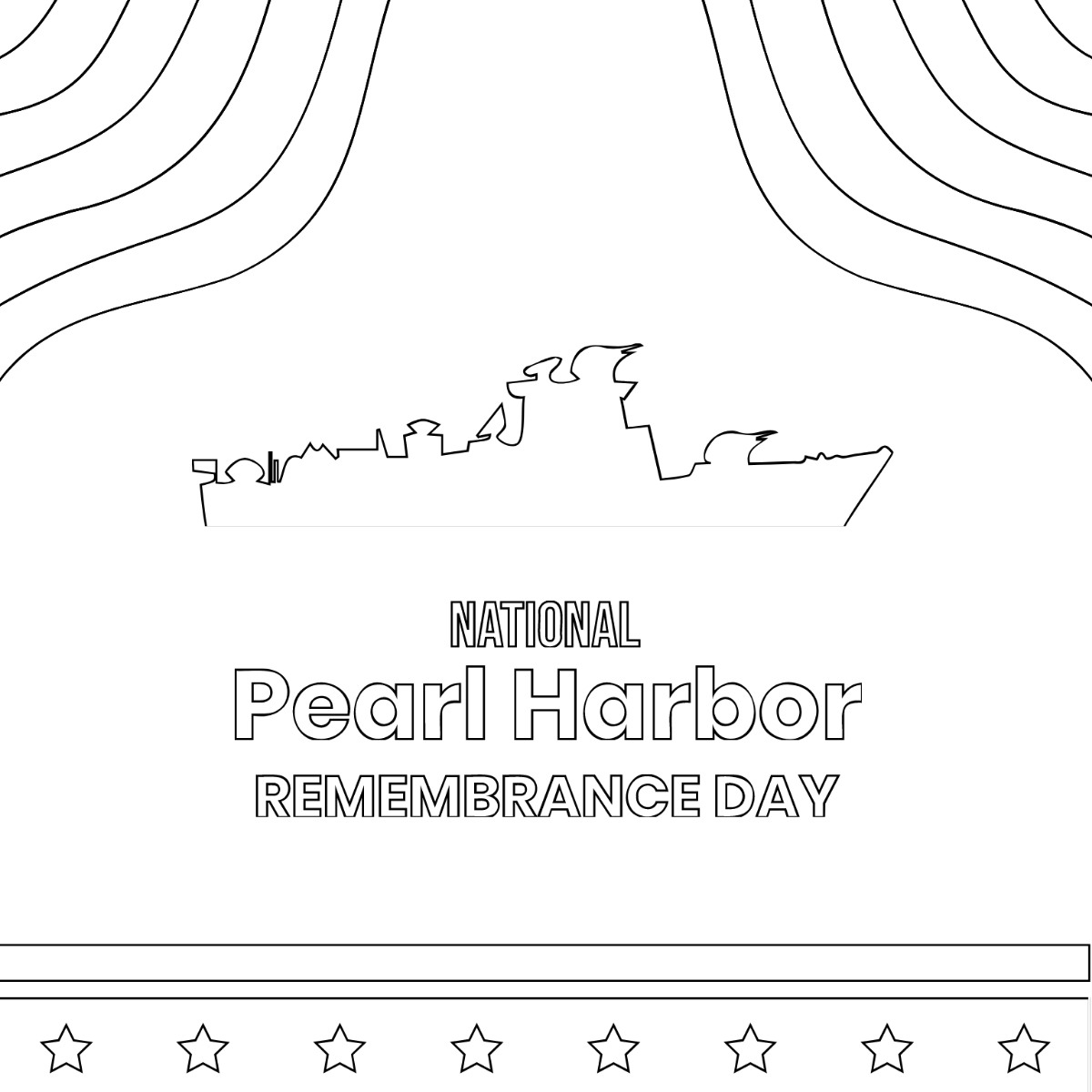 National Pearl Harbor Remembrance Day Drawing Vector Template