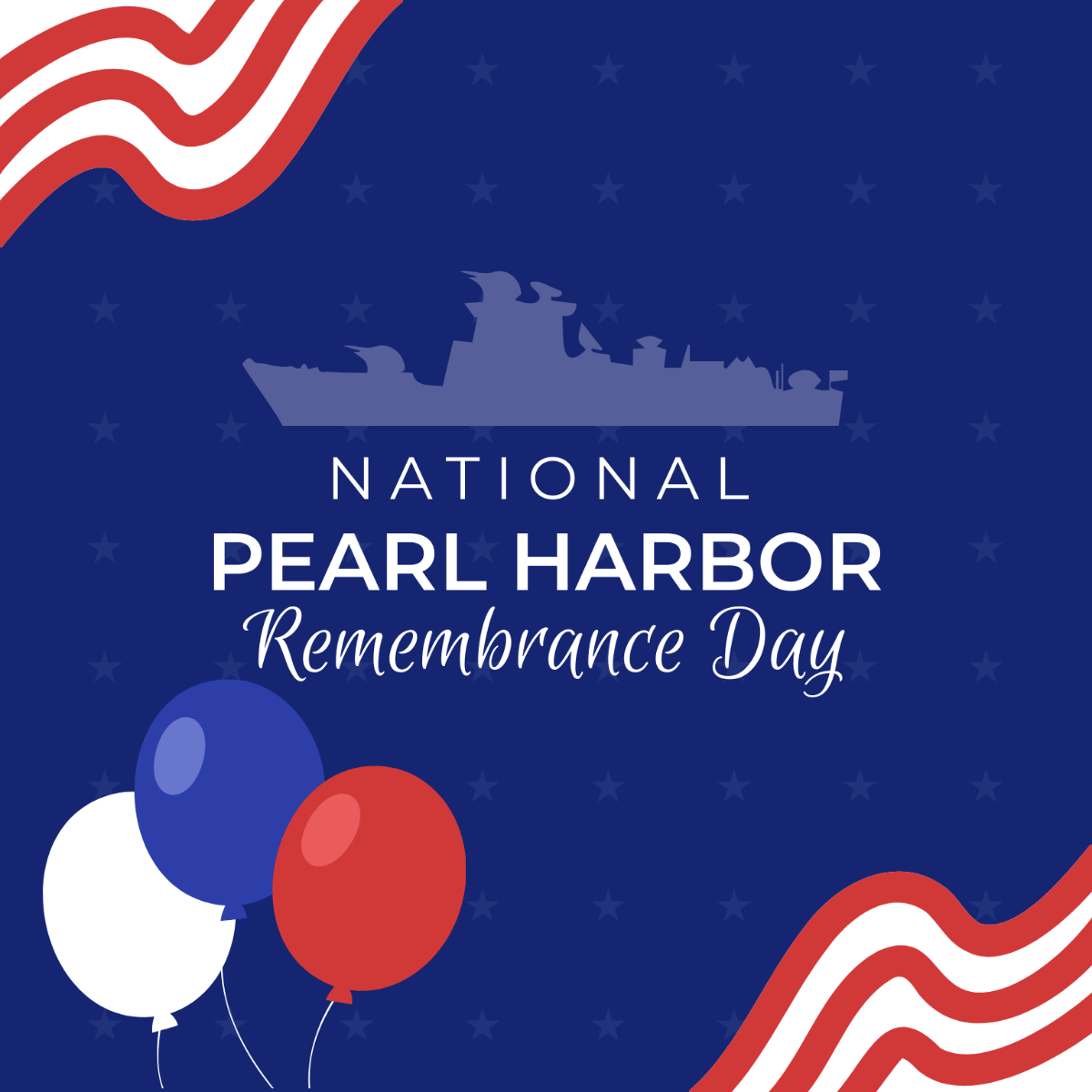 National Pearl Harbor Remembrance Day Cartoon Vector Template