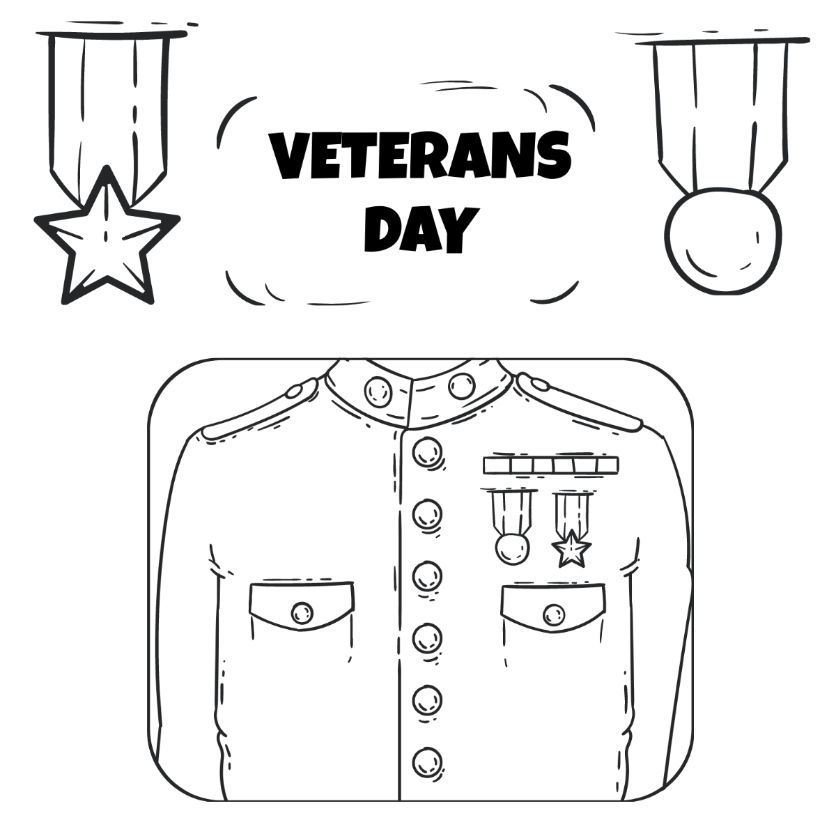 Veterans Day Sketch Vector Template