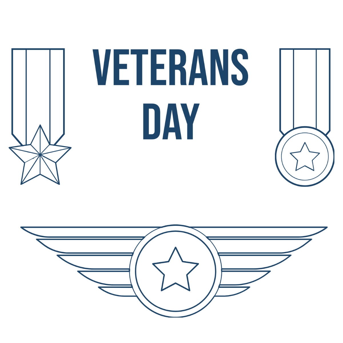 Veterans Day Drawing Vector Template
