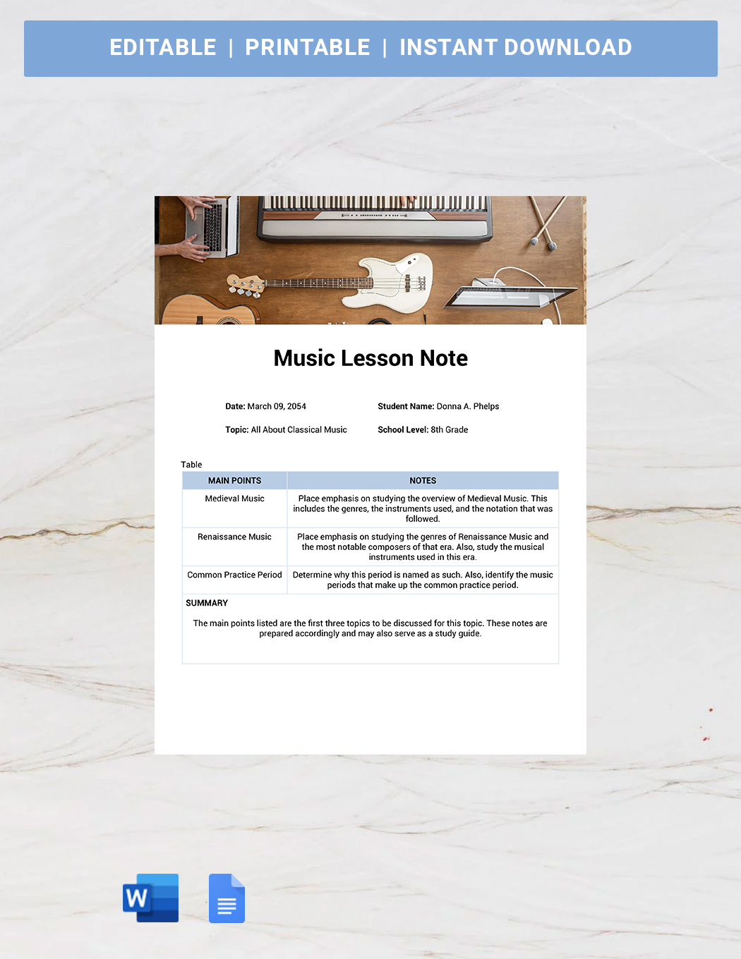 Music Lesson Templates Design, Free, Download