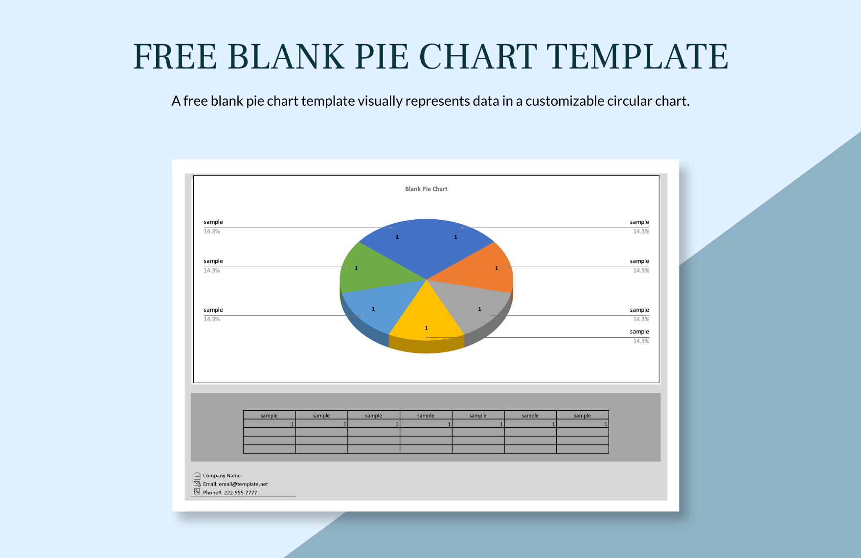 Free Blank Pie Chart Template in Excel, Google Sheets