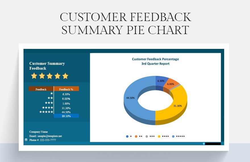 Customer Feedback Summary Pie Chart Google Sheets Excel Template