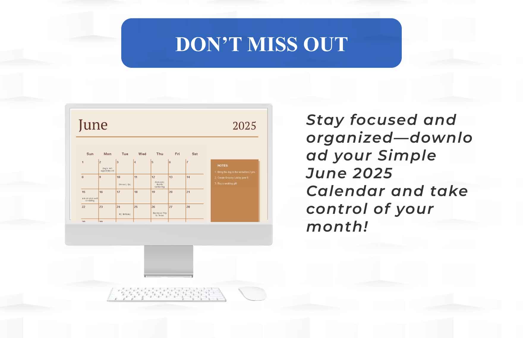 Simple June 2025 Calendar Template