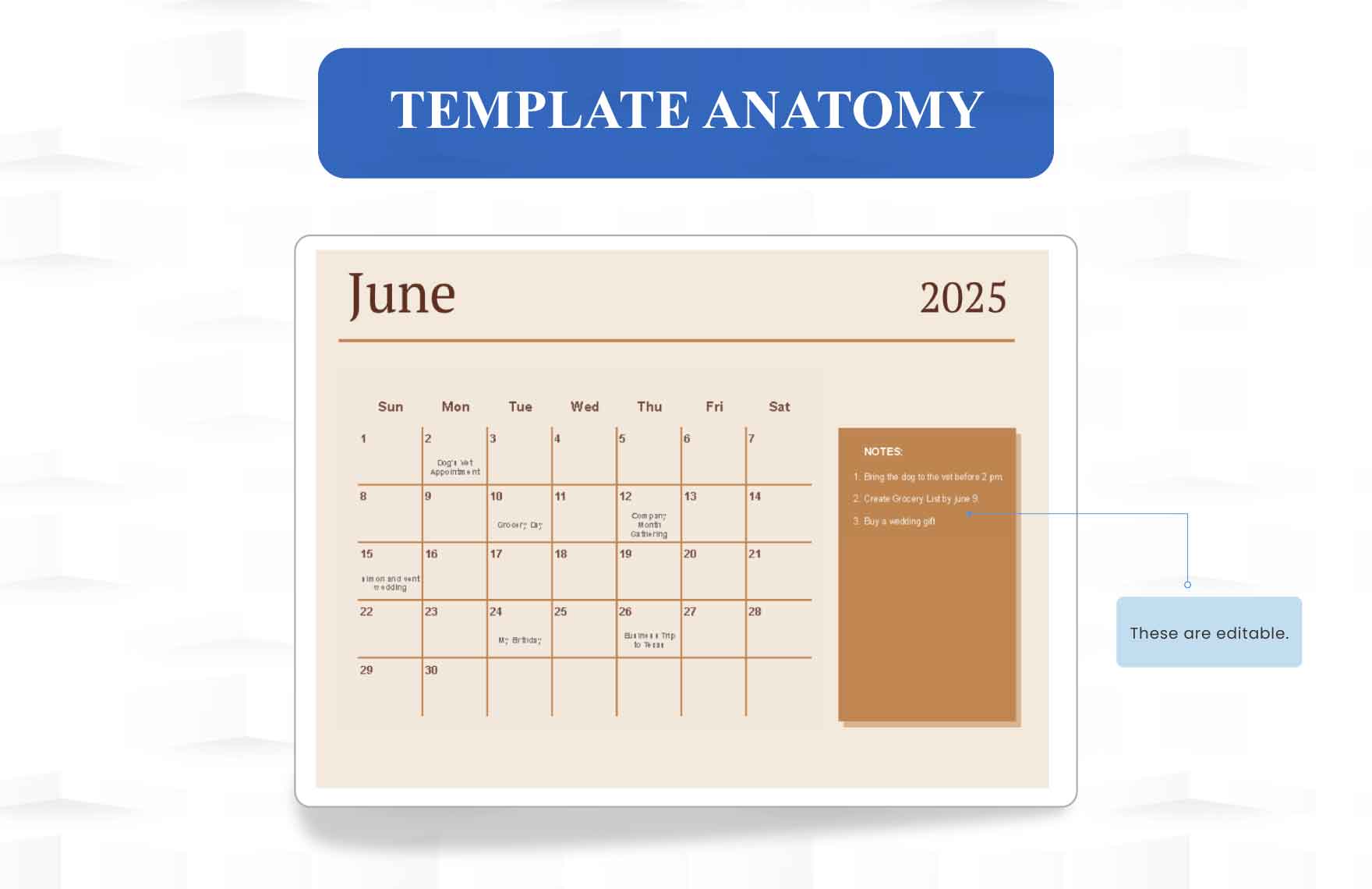 Simple June 2025 Calendar Template