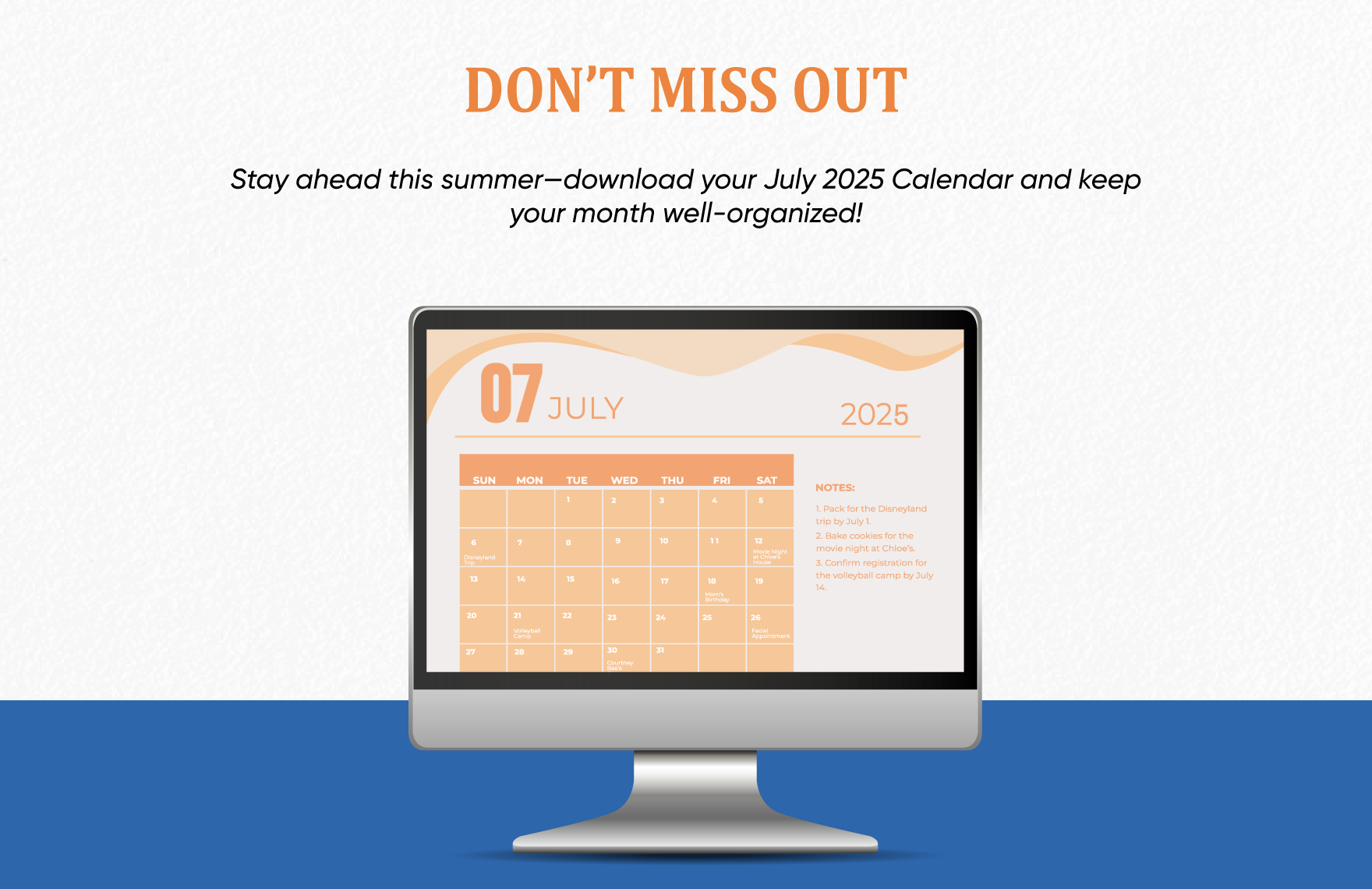 July 2025 Calendar Template