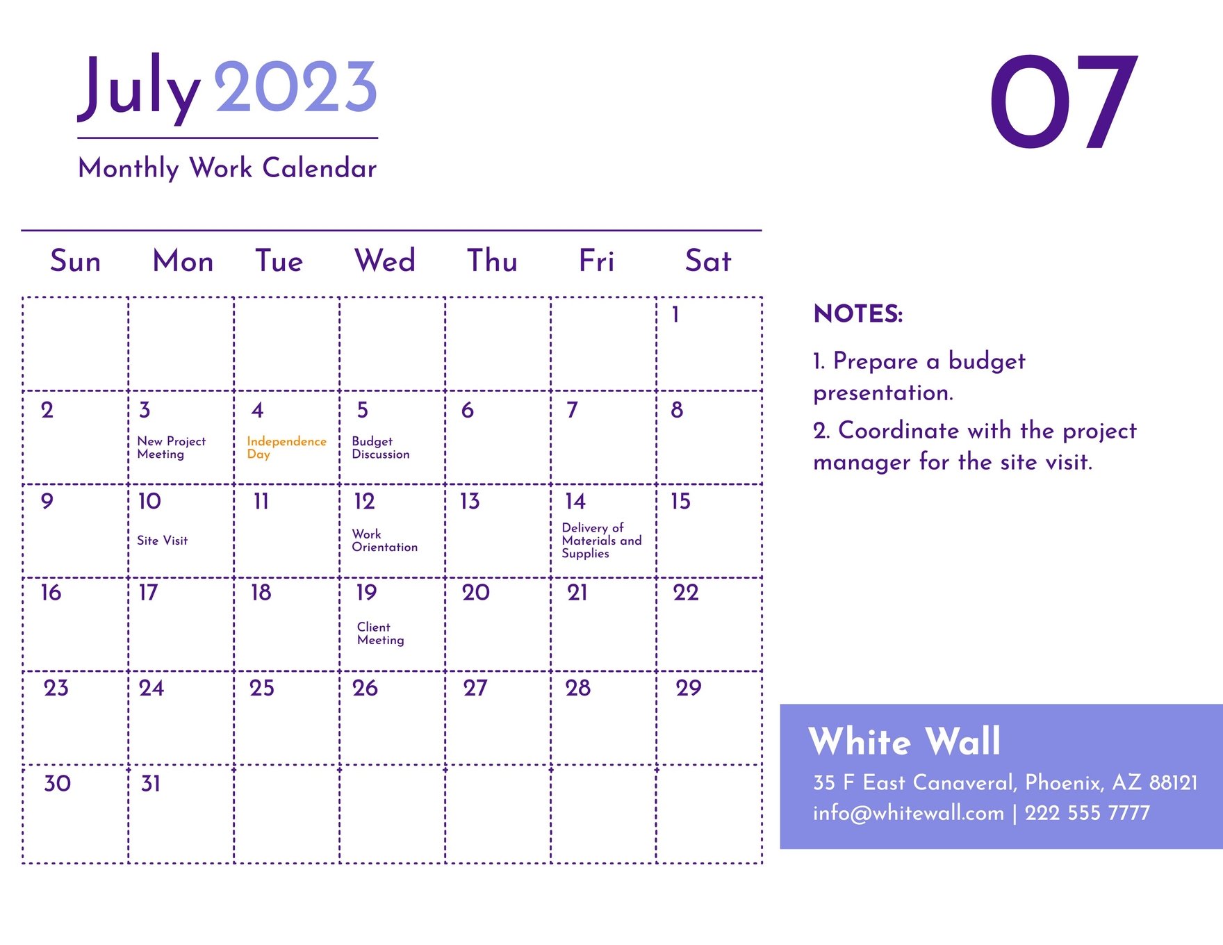 Free July 2023 Calendar Template With Holidays - Google Docs ...