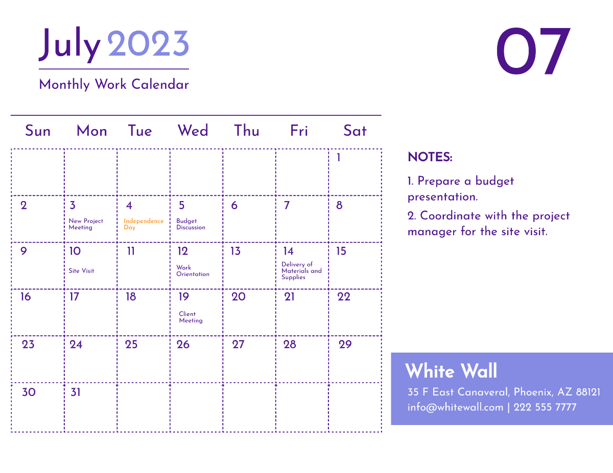 July 2023 Calendar With Holidays Template