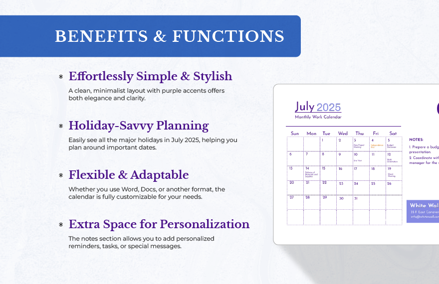 July 2025 Calendar Template With Holidays