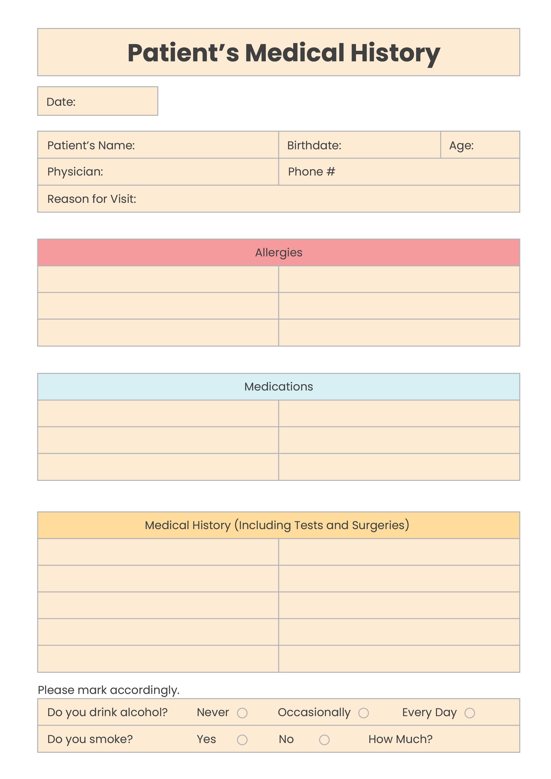 Free Blank Patient Chart Download in PDF, Illustrator