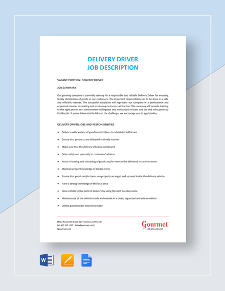 delivery driver job description