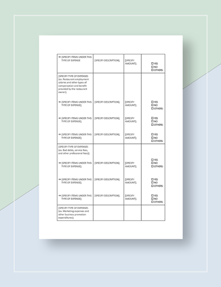 Restaurant Tax Deduction Checklist Download