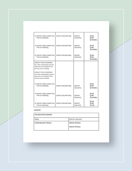 Sample Restaurant Tax Deduction Checklist