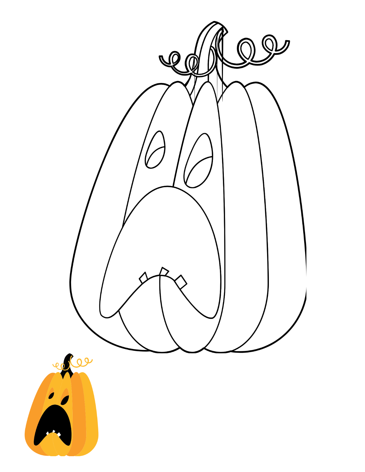 Pumpkin Halloween Coloring Pages Template