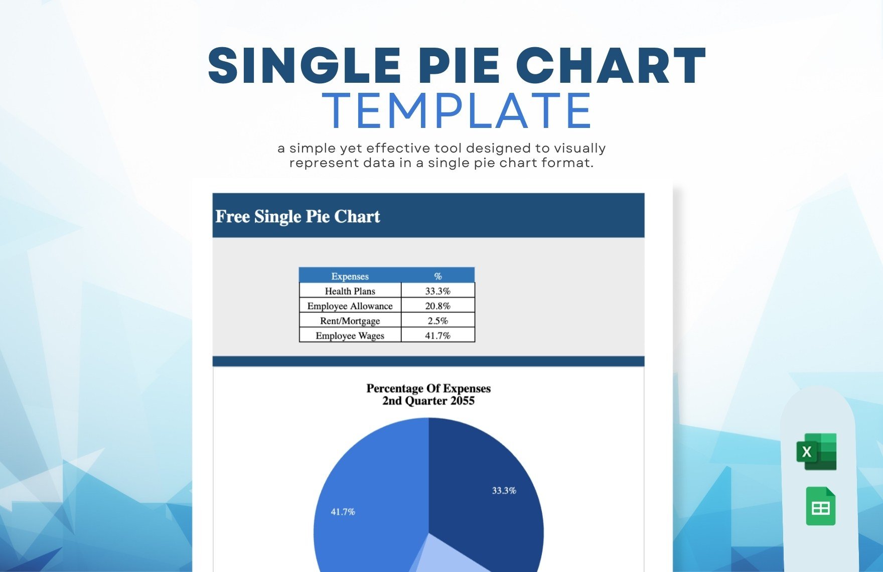 Free Single Pie Chart Template in Excel, Google Sheets