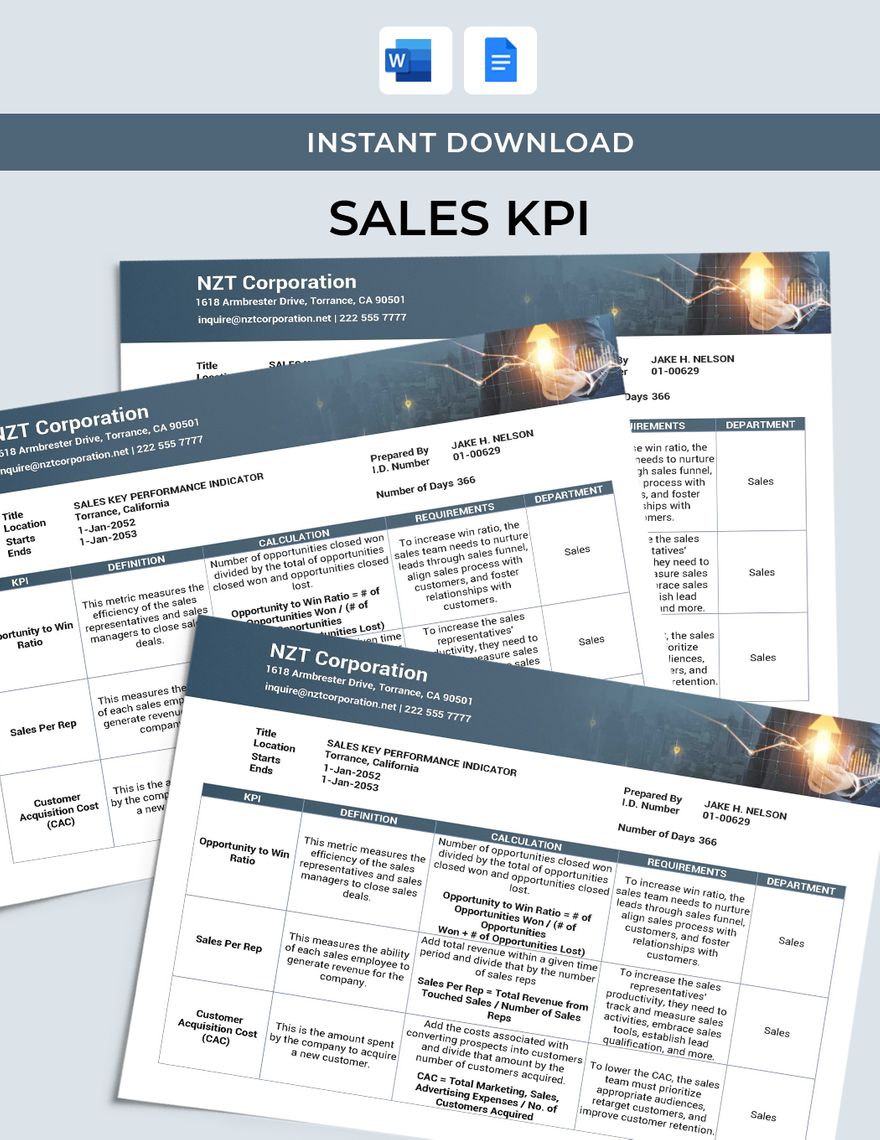Sales KPI Template