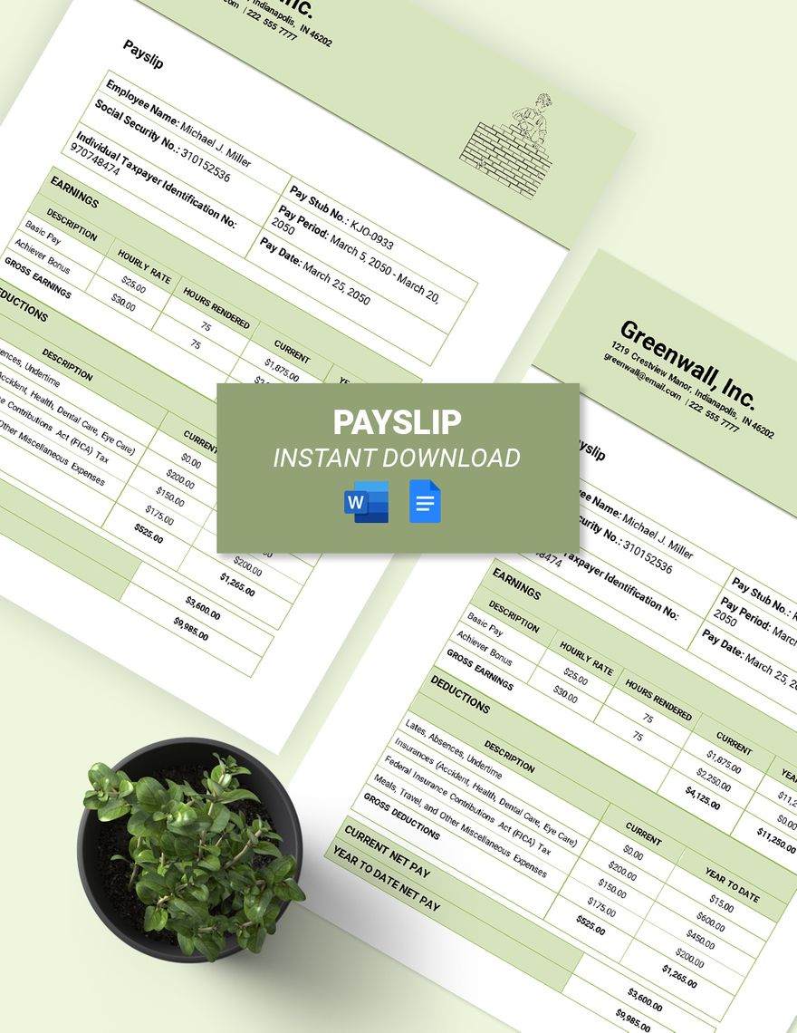 Payslip Template in Word, Google Docs, Pages - Download | Template.net