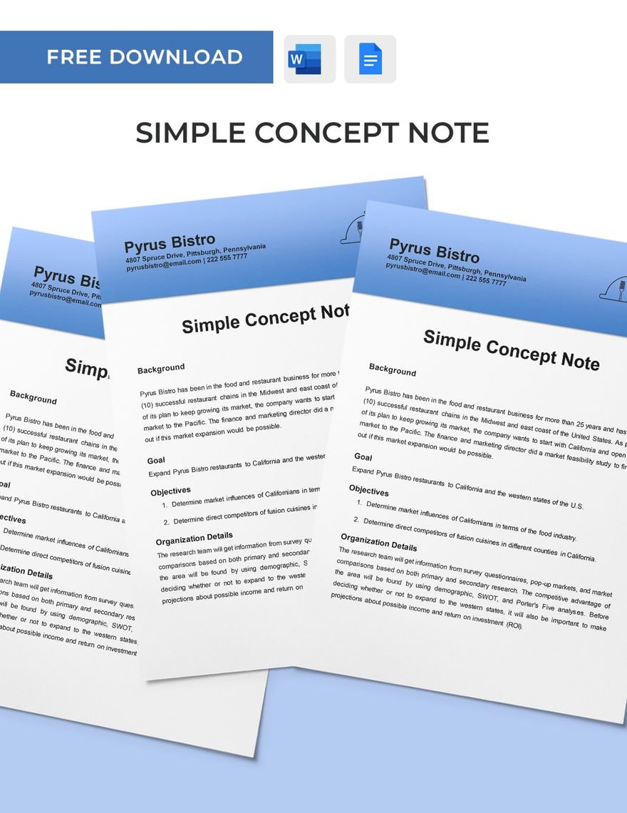 Free Simple Concept Note Template