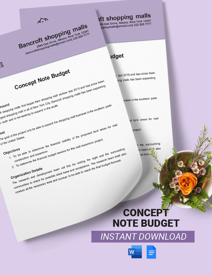 Concept Note Budget Template