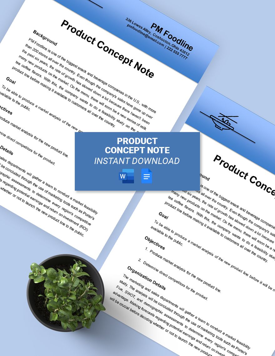 Product Concept Note Template