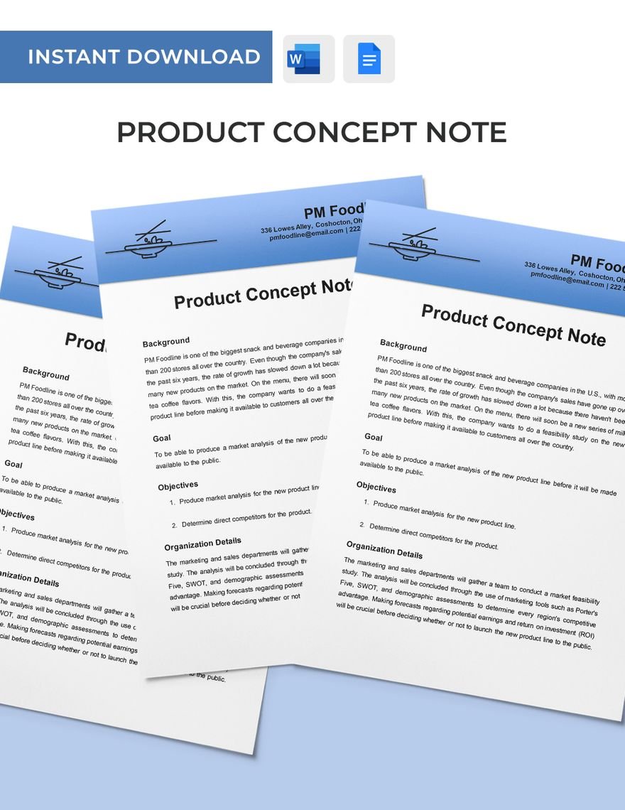 Product Concept Note Template