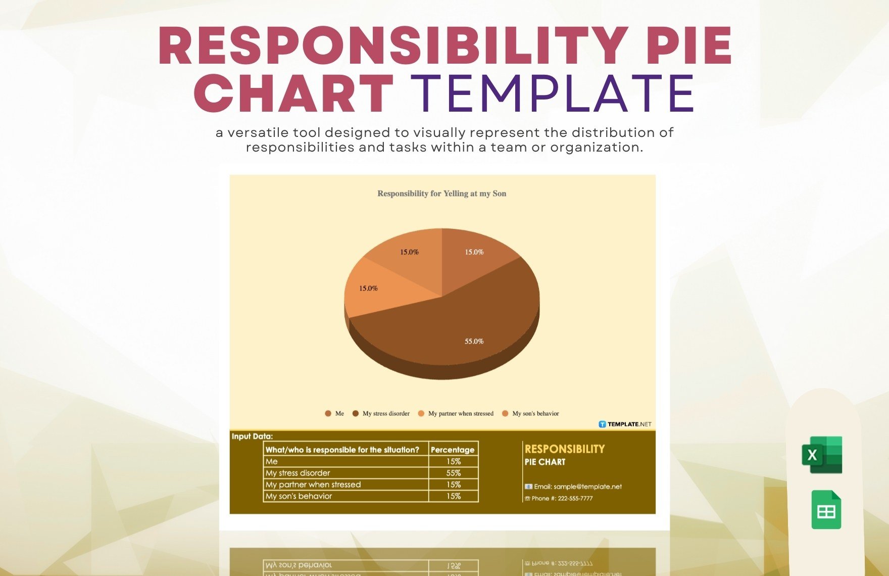 Free Responsibility Pie Chart Template in Excel, Google Sheets