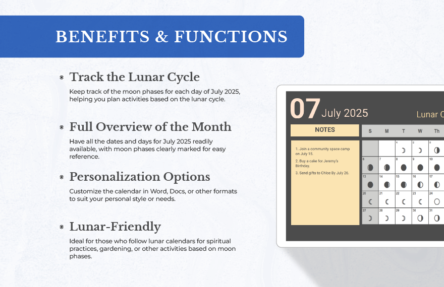 Lunar Calendar July 2025