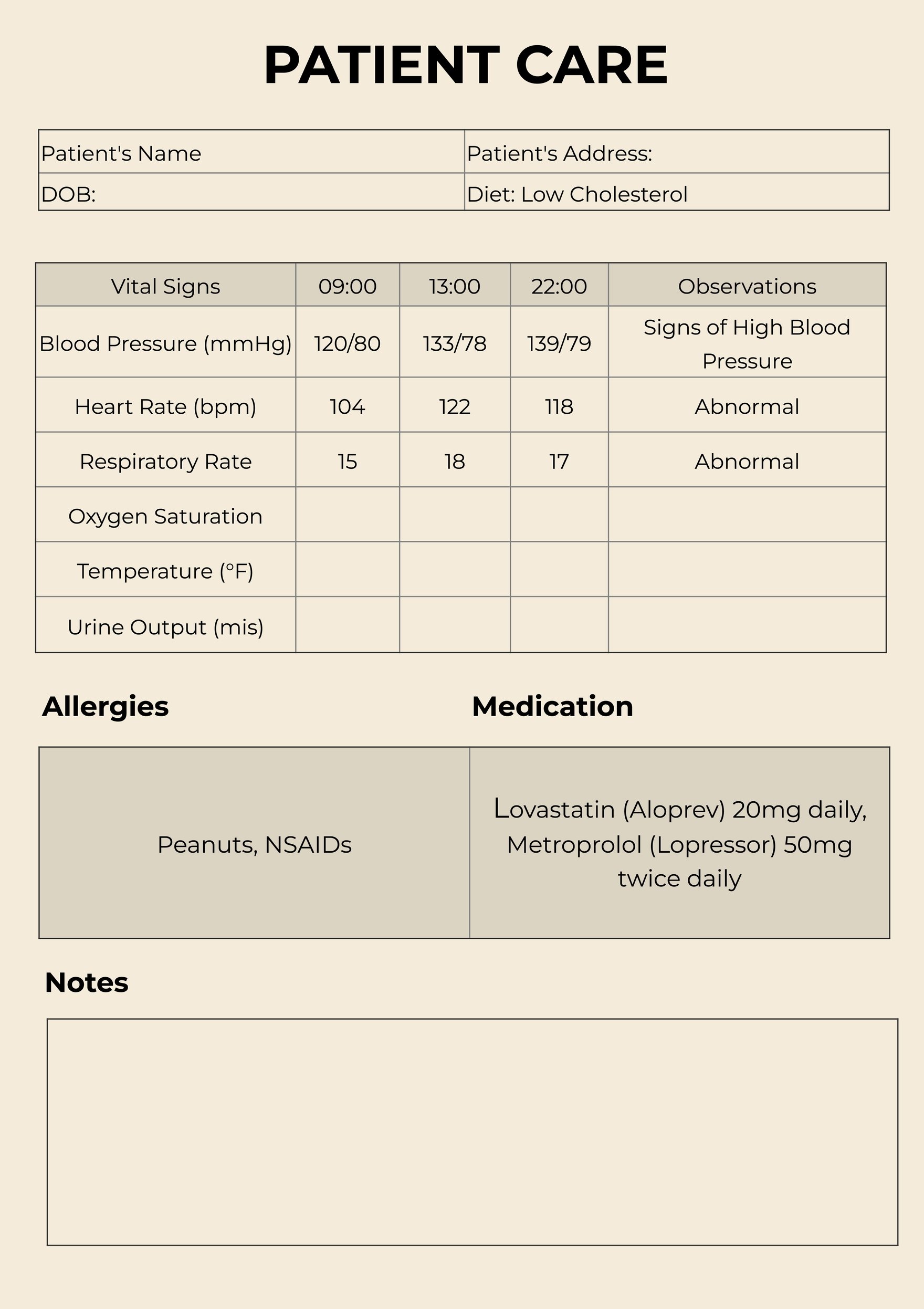 Patient Medical Chart Template