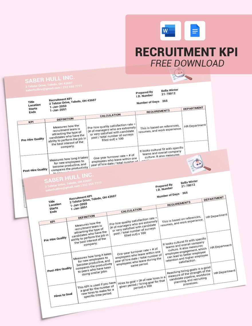 Recruitment KPI Template