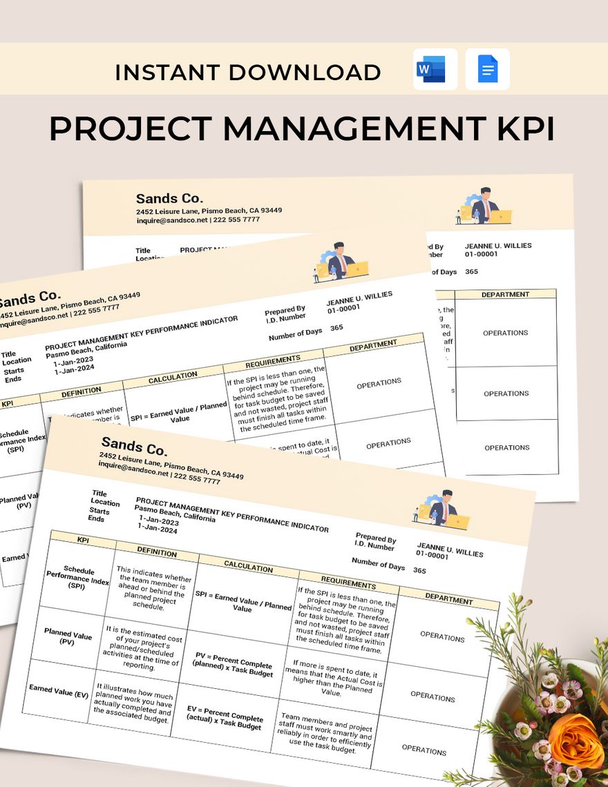 Project Management KPI Template