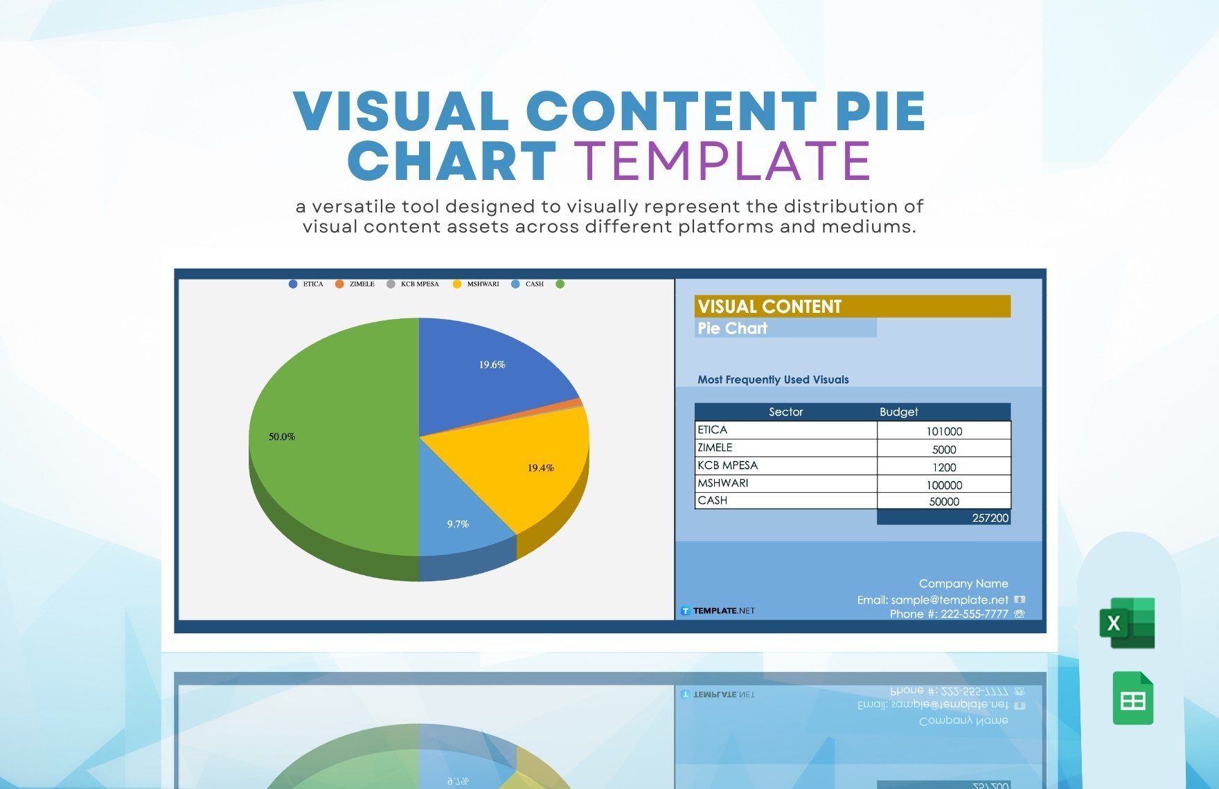 Free Visual Content Pie Chart Template in Excel, Google Sheets
