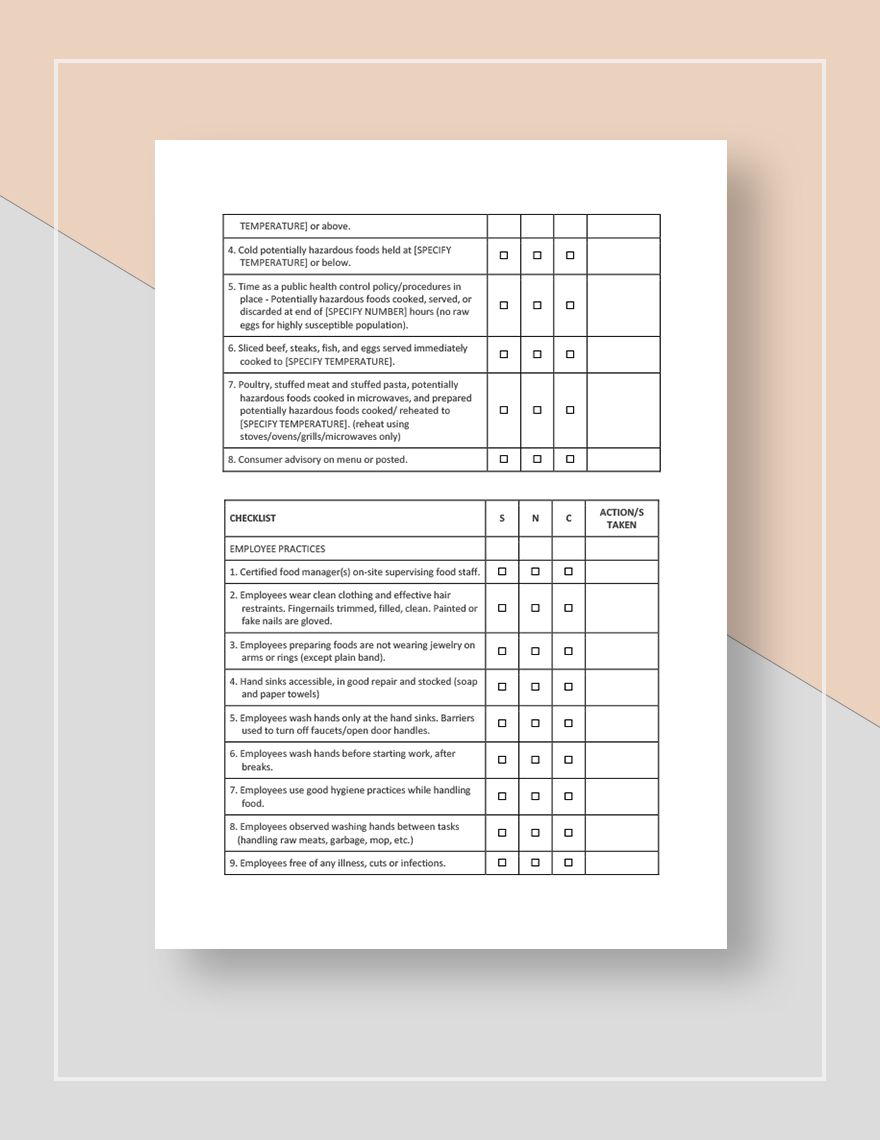 Restaurant Inspection Checklist Template Google Docs Word Apple   Restaurant Inspection Checklist Template 1 1140 