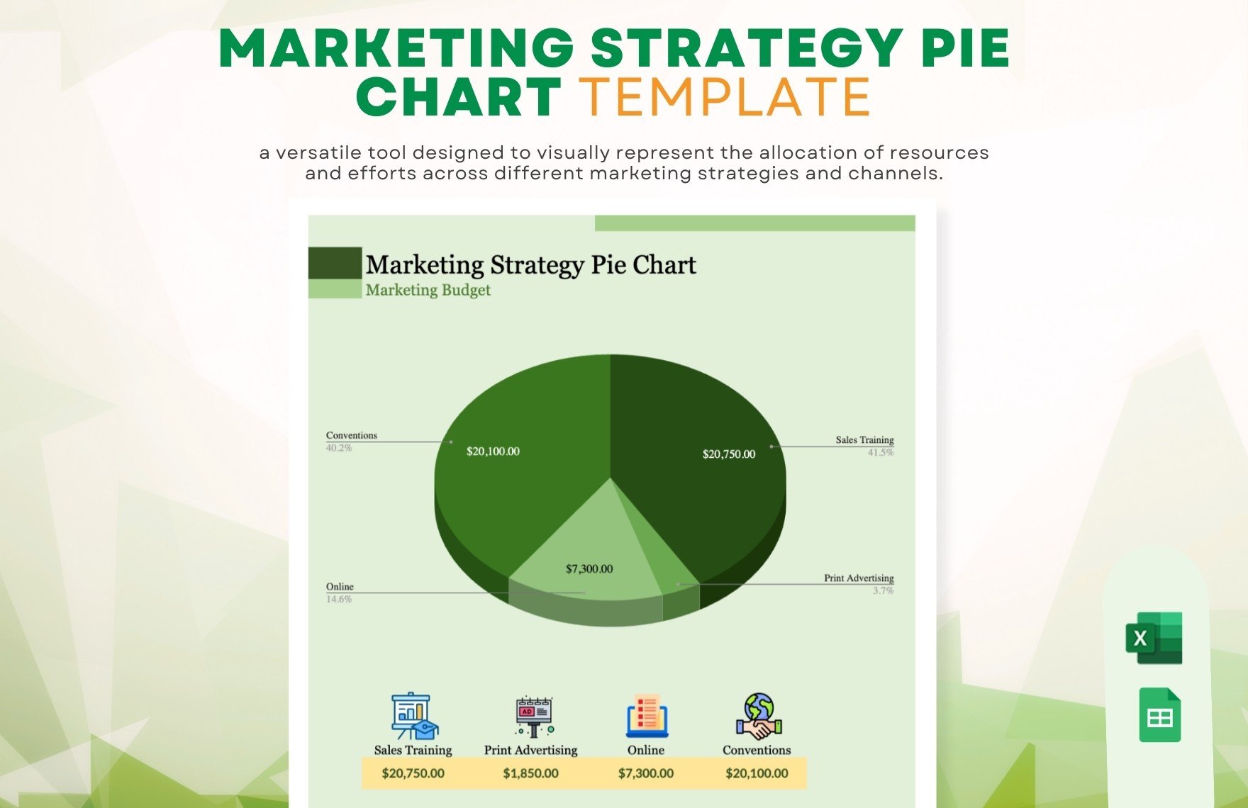 Marketing Strategy Pie Chart in Excel, Google Sheets