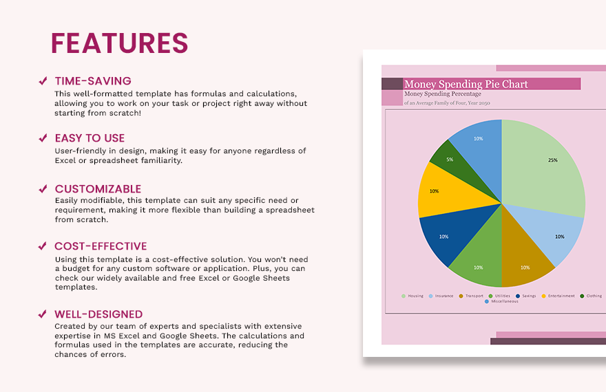 Money Spending Pie Chart Google Sheets Excel Template