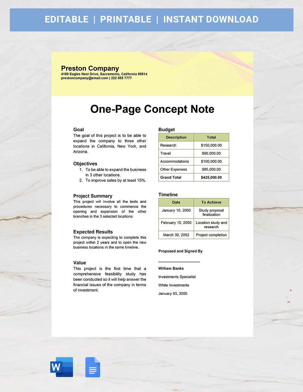 Concept Note Google Docs Templates Design Free Download Template net