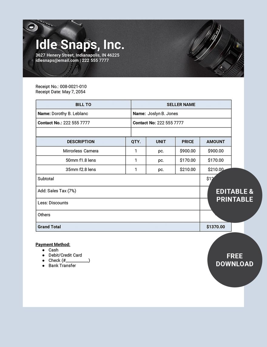 Sample Receipt Book Template in Word, Google Docs, Apple Pages