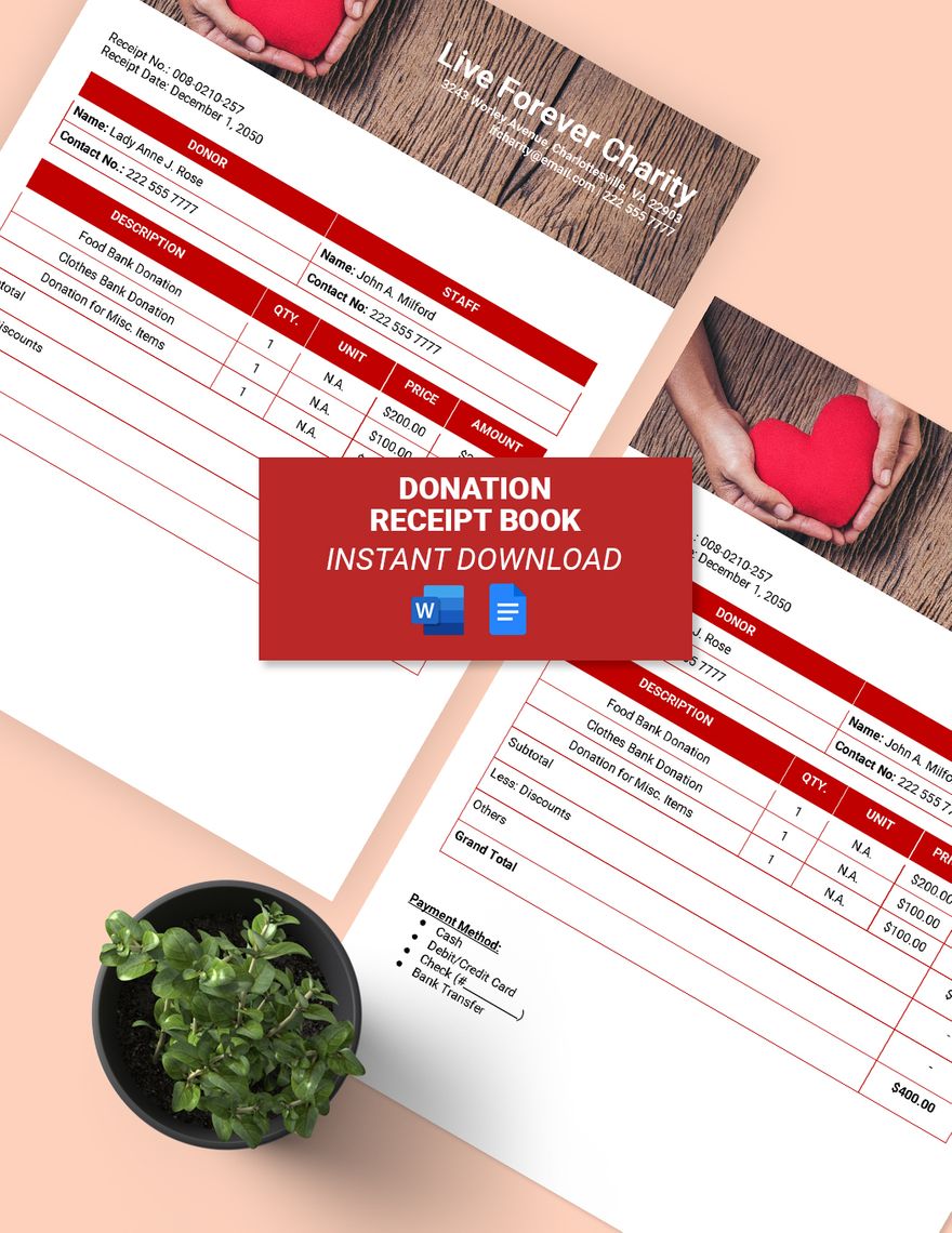 Donation Receipt Book Template in Google Docs, Word, Pages - Download | Template.net