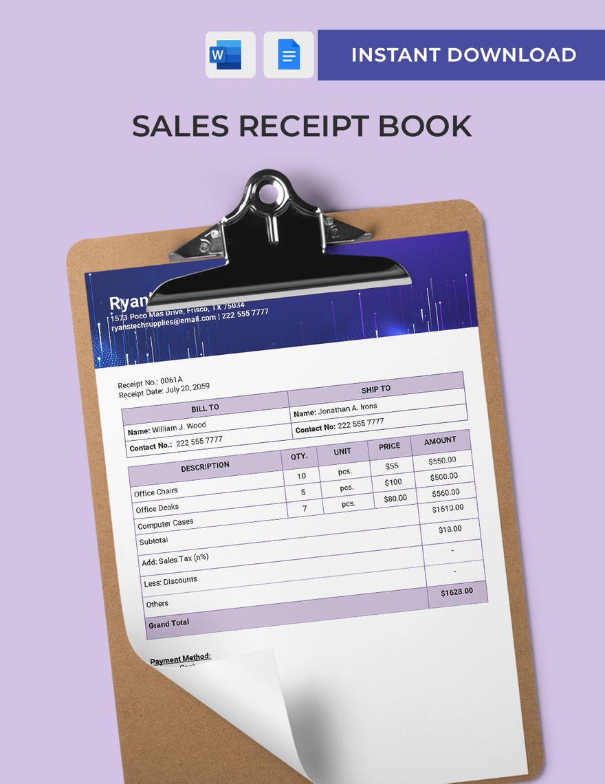 Editable Service Receipt Templates in Word to Download