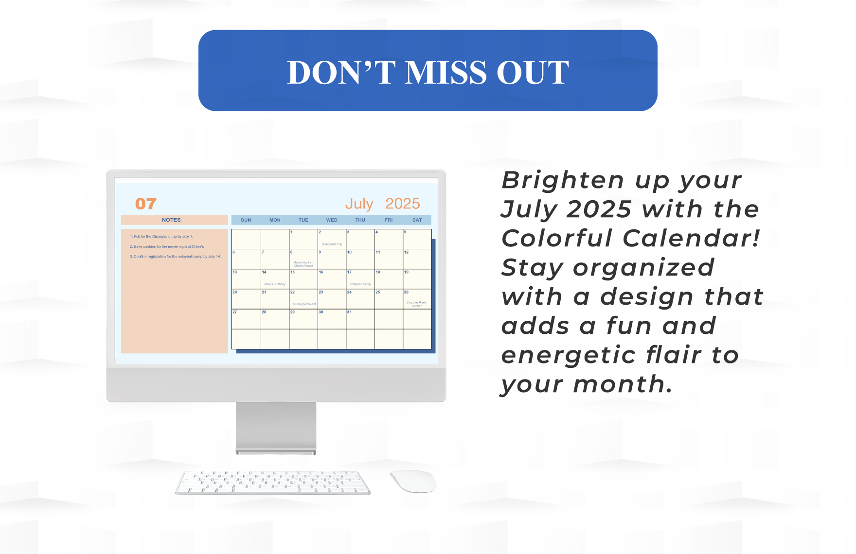 Colorful July 2025 Calendar