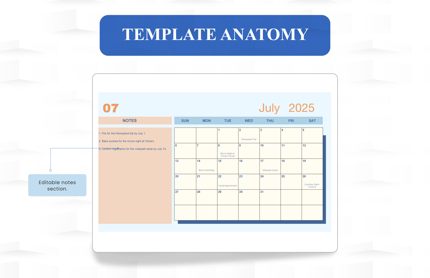 Colorful July 2025 Calendar